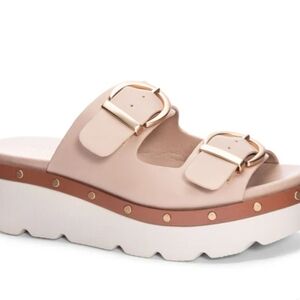 Chinese Laundry Women's Surfs Up Nude and White Platform Sandals Sz 10